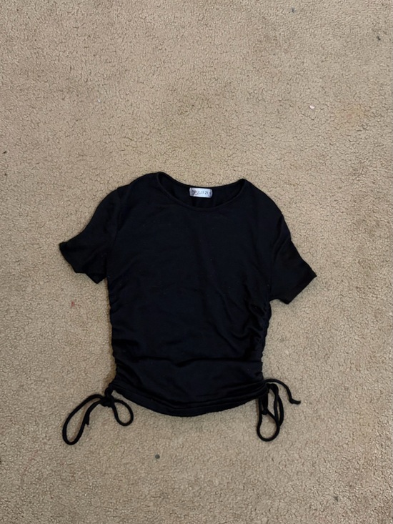 popular 21 Tops - Black Short Sleeve Drawstring Tee - Womens